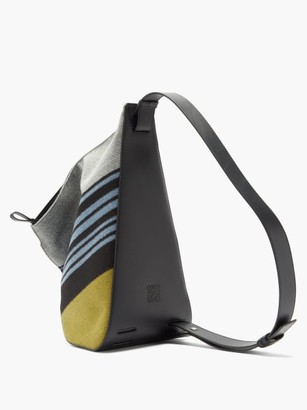 Loewe Anton Striped Felt And Leather Backpack - Black Blue