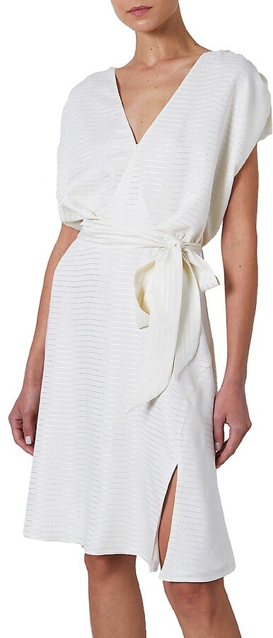 Santorelli Fergie Textured Stripe Belted Dress - ShopStyle