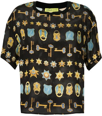 Versace padlock and key print T-shirt