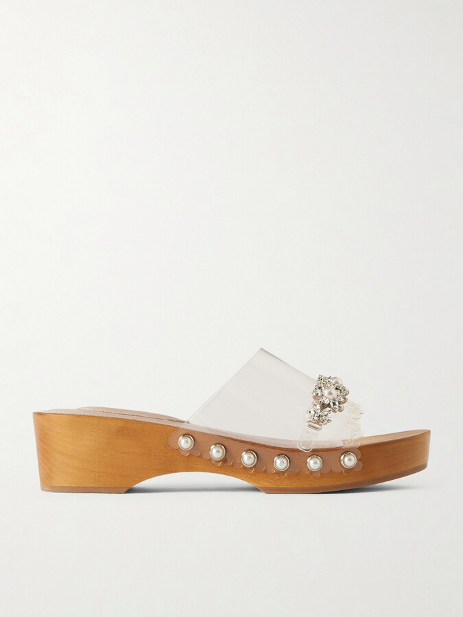 Simone Rocha Crystal-embellished Pu Clogs - Neutrals