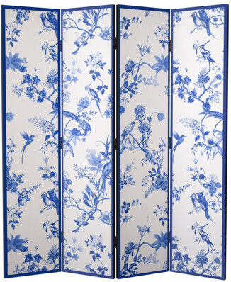 Oriental Furniture Blue And White Toile Room Divider