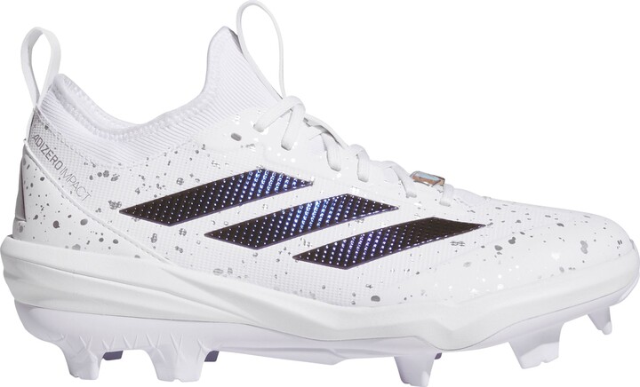 adidas adizero Impact 2.0 Shades TPU Baseball Cleats, Size 14, White/Silver/Blue