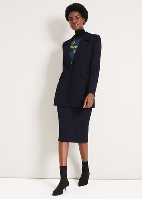 navy skirt suit