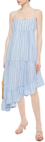 Thumbnail for your product : Frame Gemma Asymmetric Striped Cotton And Hemp-blend Dress