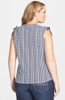 Thumbnail for your product : Lucky Brand Ruched Shoulder Print Top (Plus Size)