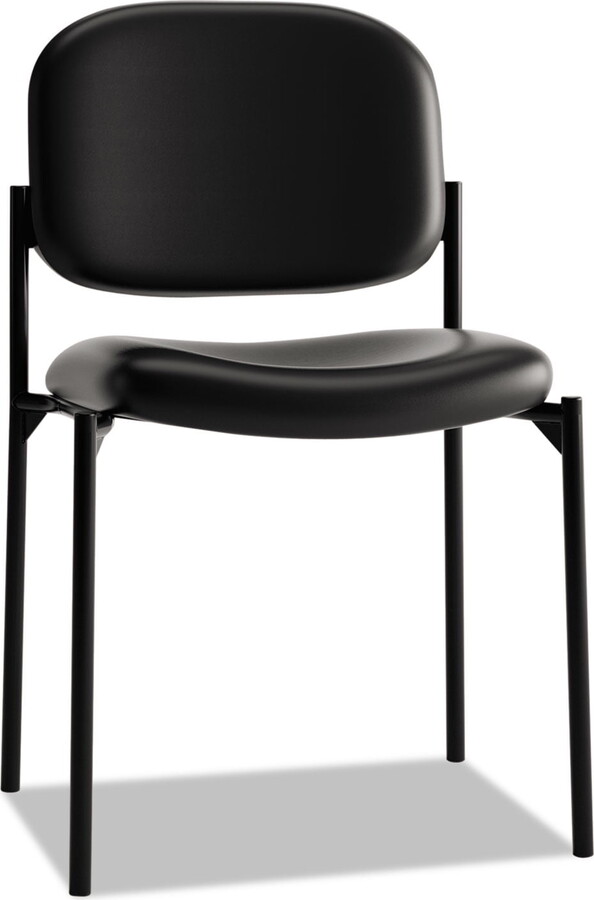 HON basyx VL606 Series Stacking Armless Guest Reception Waiting Room Chair, Black Leather