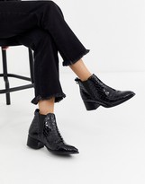 Thumbnail for your product : Ichi real leather moc croc chelsea ankle boots