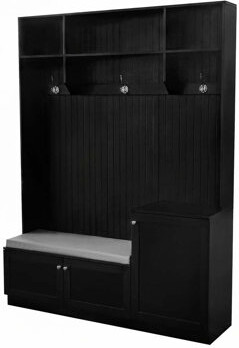 59"Wide Storage Hall Tree with 3 Hooks,Bench&Cushion