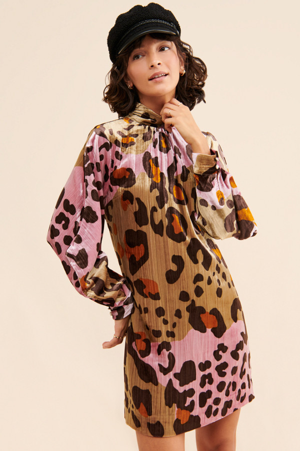 red velvet leopard print dress