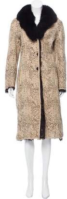 Adrienne Landau Fur-Trimmed Suede Coat