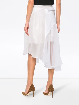 Sacai Asymmetric midi skirt with tied shirt detail