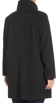 Kristen Blake Plus Size Women's Patch Pocket Wool Blend Topcoat