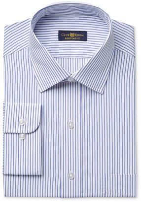 Club Room Estate Men's Classic-Fit Wrinkle Resistant Blue End on End Bar Stripe Dress Shirt, Created for Macy's