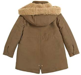 Nice Things Cotton Twill Blend & Faux Shearling Coat