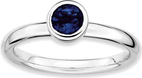 Black Bow Jewelry Co. BlackBowJewelryStackableLowProfile5mmCreatedSapphireSilverRingSize7