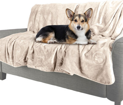 Petmaker Waterproof Dog Blanket - 50x60 and 60x70 Reversible Sherpa Dog Blanket for Couch, Bed, or Car - Protects from Spills, Stains, or Pet Fur