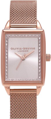 Olivia Burton Classics Rectangular Mesh Strap Watch, 20mm