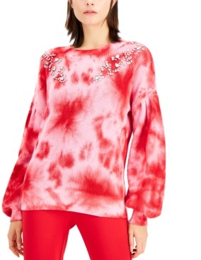 INC International Concepts Tie-Dye Rhinestone Sweater, Created for Macy's