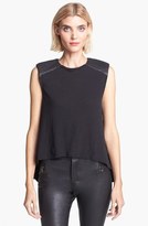 Thumbnail for your product : Alice + Olivia Leather Shoulder Muscle Tee
