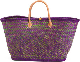 TJMAXX Leather And Raffia Tote For Women - ShopStyle