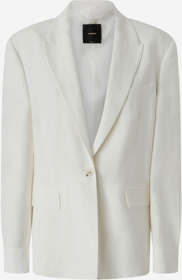 ジャケット PLAIN White Double-Breasted Blazer in Linen Woman Linen Double Breasted Blazer - White – Sanne Alexandra