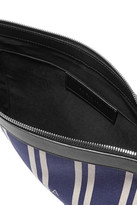 Thumbnail for your product : Balenciaga Leather-trimmed Striped Canvas Pouch - Blue