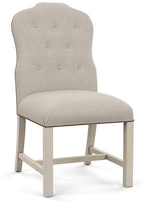 Bunny Williams Home Jack Side Chair - Gray Stripe frame, alpine; upholstery, gray/ivory; nailheads, distressed brass