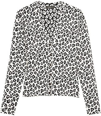 Theory Leopard Print V-Neck Cardigan