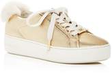 Thumbnail for your product : MICHAEL Michael Kors Women's Poppy Leather & Shearling Cuff Platform Lace Up Sneakers