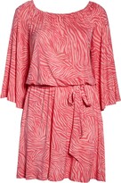Thumbnail for your product : MICHAEL Michael Kors Zebra Print Off the Shoulder Long Sleeve Dress