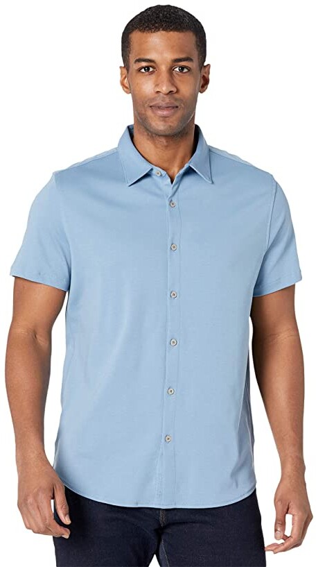 Calvin Klein Short Sleeve Liquid Touch Button-Up Polo Shirt - ShopStyle