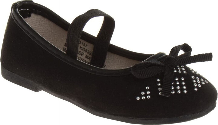 KensieGirl Toddler Ballerinas, Pattern Black, 6