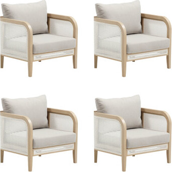 Bay Isle Home Bohemian Cushioned Patio Chair Outdoor Lounge Chair With Solid Wood Frame (Set Of 4)