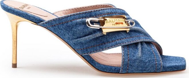 Balmain Denim Safety Pin Mules
