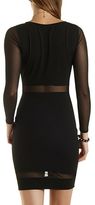 Thumbnail for your product : Charlotte Russe Mesh Cut-Out Long Sleeve Bodycon Dress