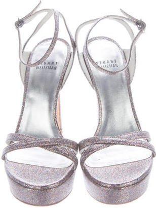 Stuart Weitzman Platform Glitter Sandals