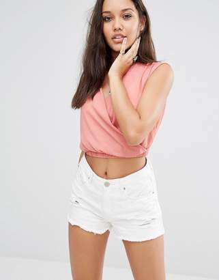 Missguided Wrap Over Crop Blouse
