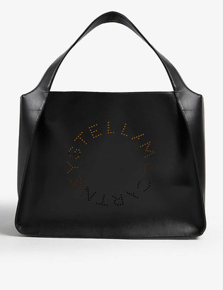 Stella McCartney Circle perforated-logo small faux-leather tote bag ...