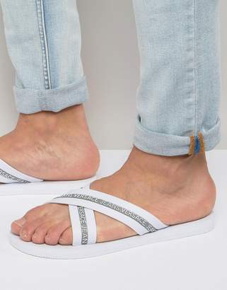 Versace Jeans Logo Crossover Flip Flop