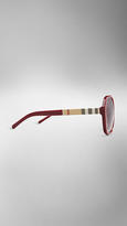 Thumbnail for your product : Burberry Check Detail Round Frame Sunglasses