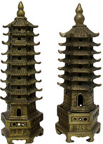 Thumbnail for your product : One Kings Lane Vintage Brass Garden Pagodas - Set of 2 - Retro Gallery - gold