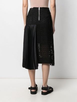 Sacai Guipure-Lace Midi Skirt