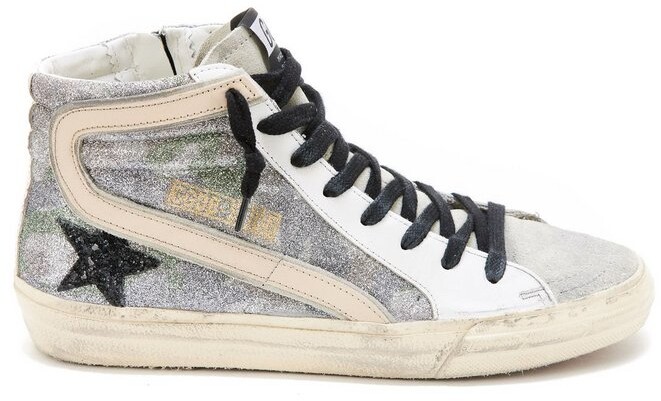silver high top sneakers