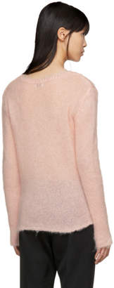 Saint Laurent Pink Mohair V-Neck Sweater