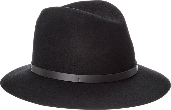 Rag & Bone Floppy Brim Leather-Trim Wool Fedora