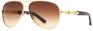 Jimmy Choo Reese Chain-Temple Aviator Sunglasses, Rose Gold