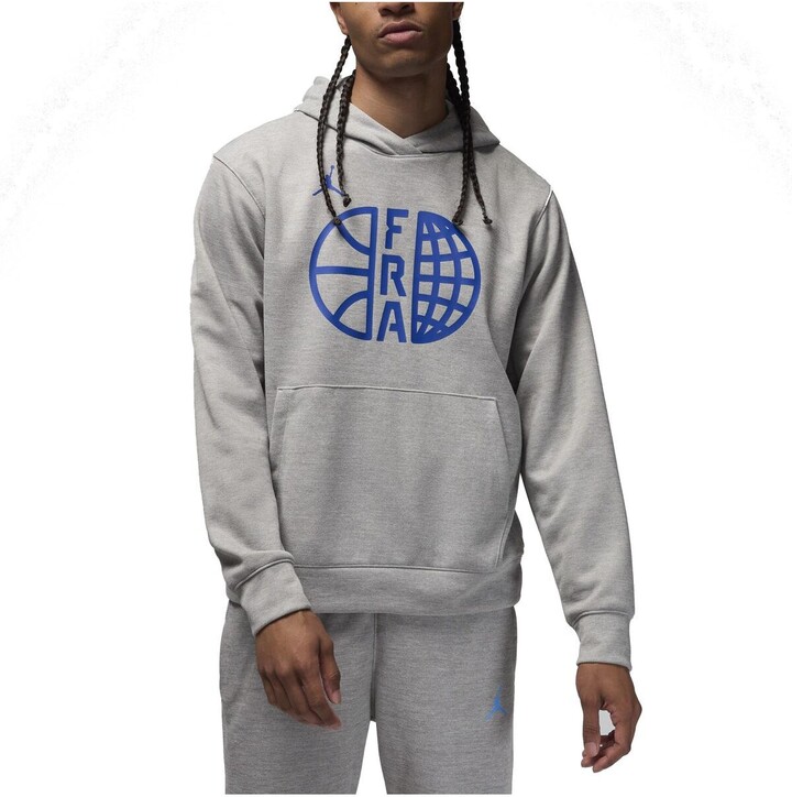 Nike Men's Gray France Basketball Authentic Practice Club Pullover Hoodie