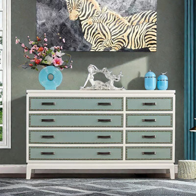 Vivid Space Creation 8-Drawer Accent Chest Entryway and Buffet Cabinet