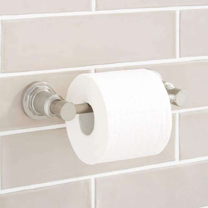 Signature Hardware Greyfield Wall Mounted Toilet Paper Holder in Brushed Nickel