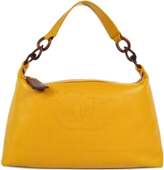 Chanel Yellow Diamond Stitched Leather CC WOC Clutch Bag - Yoogi's Closet